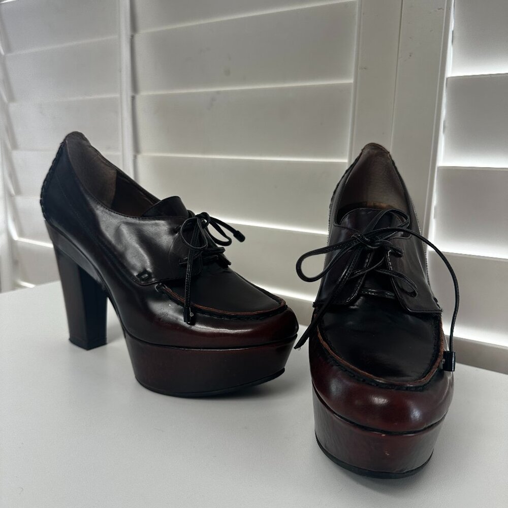 Adolfo Dominguez Cordovan Sz 40 Worn Twice Y2K Fall Perfect Platform Oxford